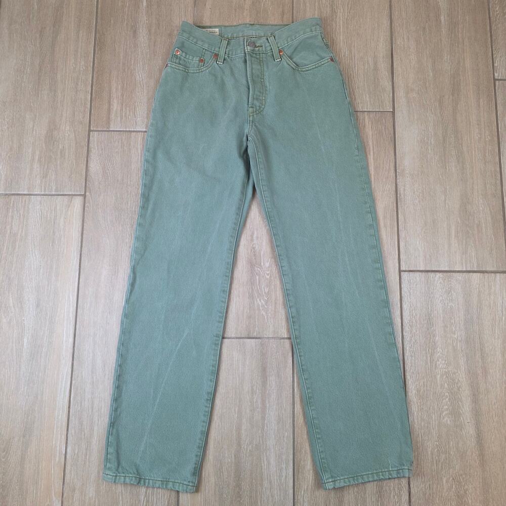 Levis Premium 501 90s Jeans Womens 24x30 Ever Afternoon Sage Green Straight